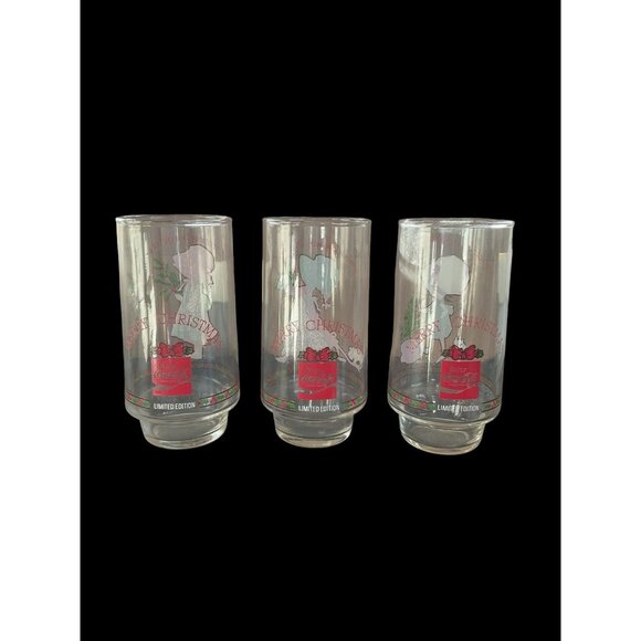 Coca Cola Merry Christmas Holly Hobbie Drinking Glasses 16 OZ 3 Limited Edition - Picture 5 of 8